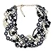 JNF Multi Strand Pearl Necklace for Women Bridal Wedding Pearl Statement Necklace Costume Pearls Necklaces for Ladies Party (Black)