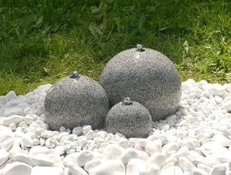 Brunnen Gartenbrunnen Granit Rondo Grau Poliert 3 Kugeln Amazon De Garten