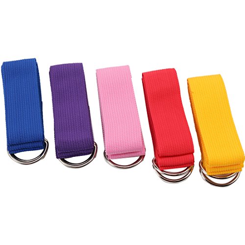 Vanki Cotton Yoga Accessories /Mat Strap with D-Ring for Pilates Stretch, Exercises, Aerobics to Extend Reach, Grasp Limbs Red 1PCS - Thumbnail 2