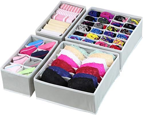 Simple Houseware Closet Underwear Organizer Drawer Divider 4 Set, Gray Simple Houseware Closet Underwear Organizer Drawer Divider 4 Set, Gray