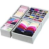 Simple Houseware Closet Underwear Organizer Drawer Divider 4 Set, Gris