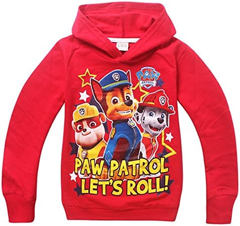 Kids Necessaries Boys' Paw Patrol Long Sleeve T-Shirt (Red, 120/6-7T)