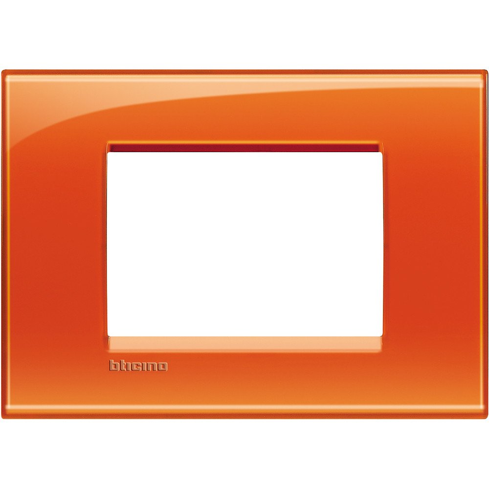 BTicino Living Light LNA4803AC Plate Square 3-Switch, Steel, orange, LNA4803OD