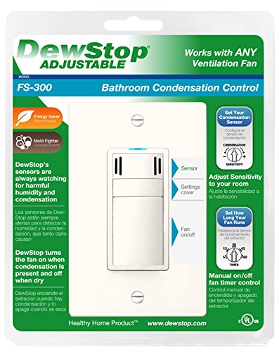 DewStop FS-300-A1 Adjustable Bathroom Fan Control Switch, Almond