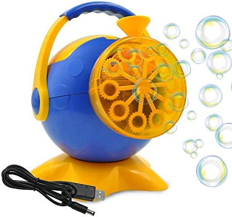 LEAZEAL Baby Bubble Machine with USB Charging Cable, Automatic Bubble Maker for Outdoor or Indoor Birthdays Party &amp; Disco Use (Blue)