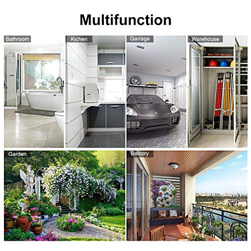 Veeca Skidproof Mop and Broom Holder Garden Tool Organizer with 5 Position and 6 Hooks Wall Mounted Garage Hanger for Kitchen, Garage, Garden, Warehouse