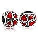 Vintage Love Heart Beads with Red Enamel-925 Sterling Silver Bead Charm Fit DIY Bracelet & Bangle DIY Jewelry (RED