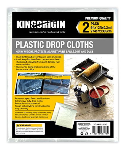 KINGORIGIN Drop Cloth Sheet ,drop cloth, for paint rollers,painters choice 9x12Feet 2pcs 80006A