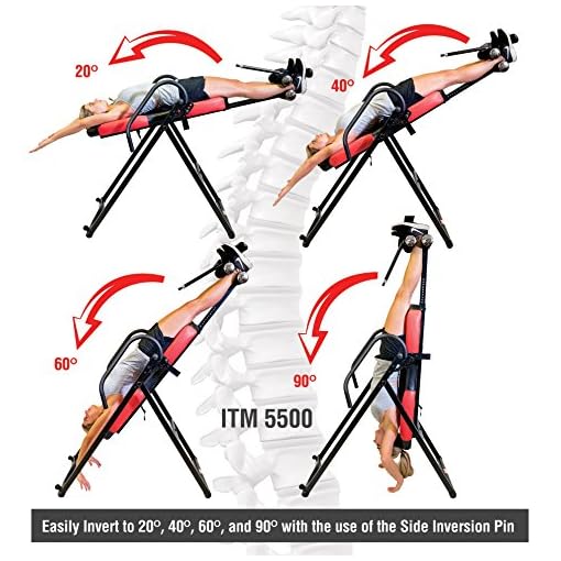Health Gear ITM5500 Advanced Technology Inversion Table With Vibro Massage & Heat - Heavy Duty up to 300 lbs., Black/Red - Image 7