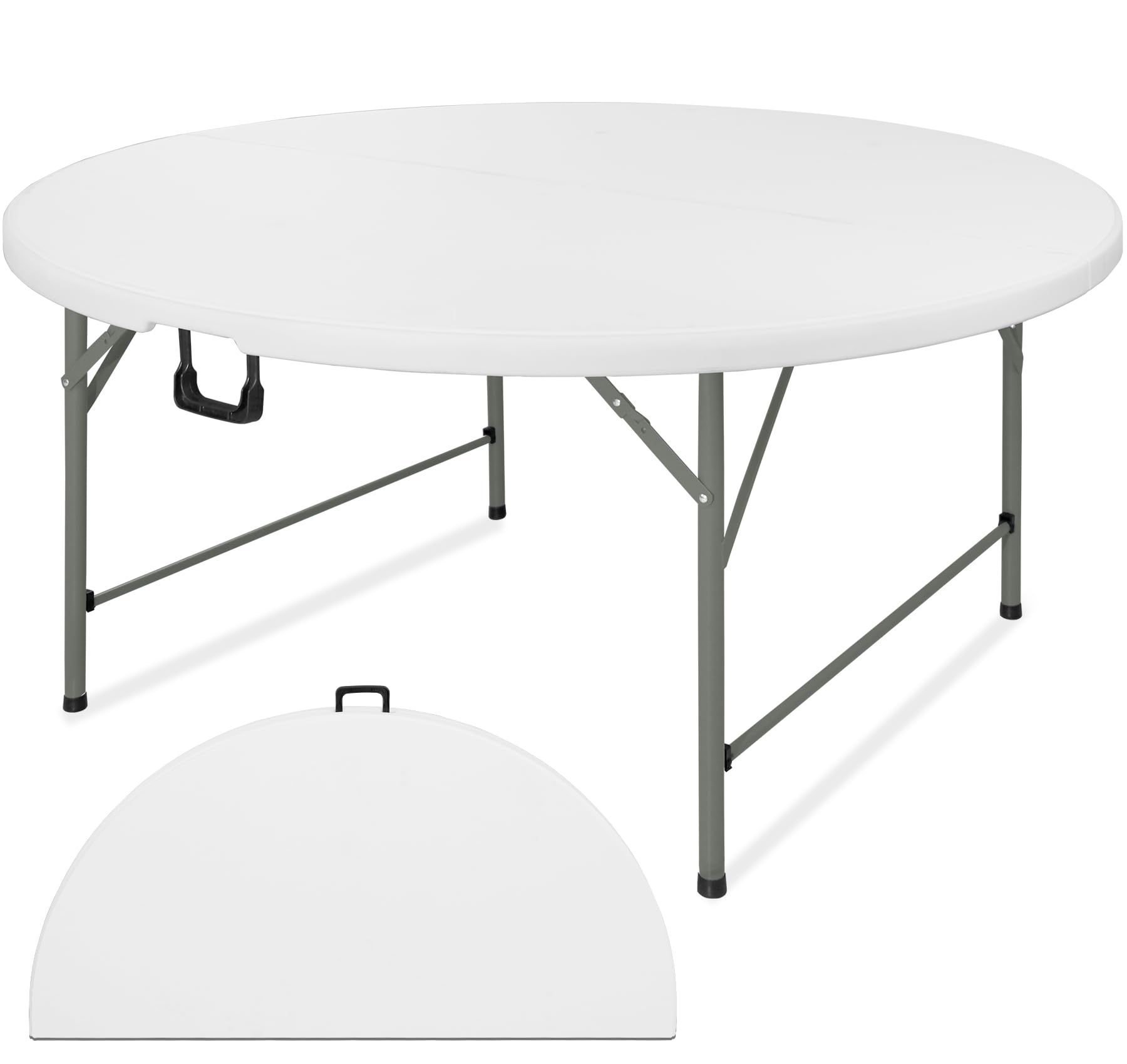 Photo 1 of ***NEED CLEAN***

JALANCY 5 FT Round Folding Tables with Carrying Handle 60 inch Heavy Duty Portable Plastic Commercial Table Steel Legs for Party, Dining, Wedding, Events, Picnic Indoor, Outdoor (White,1 Pack)