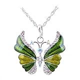 Eyourlife Christmas New Fashion Retro Butterfly Crystal Rhinestone Pendant Necklace Green