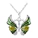 Eyourlife Christmas New Fashion Retro Butterfly Crystal Rhinestone Pendant Necklace Green