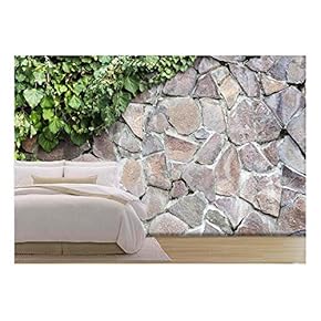 Green Ivy on Cut Stone Wall - Removable Wall Mural - 66x96 inches