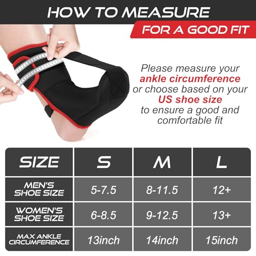 Moohome Plantar Fasciitis Night Splint Sock Soft Plantar Fasciitis Brace for Sleeping Achilles Tendonitis Foot Drop Heel Pain - Plantar Fasciitis Relief Night Splint for Women Men Black-Red Medium