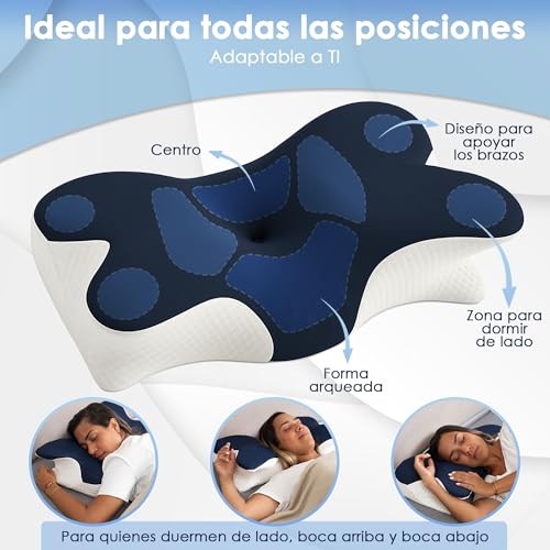 Neck and Neck Pillow, Memory Foam Pillow, Cervical Pillow, Ergonomic Pillow, Orthopedic Pillow, Anti-Snoring Pillow for Side Sleepers, Back and Mouth Down