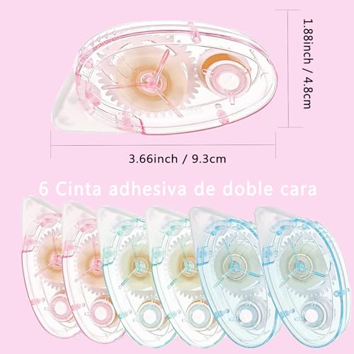 Besoner 6 Rodillos de Pegamento para Manualidades - Cinta Adhesiva Doble Cara,para Manualidades,Aplicador de Cinta Doble Cara,álbumes de Fotos Tarjetas Telas