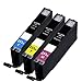 HI-VISION® 3 Pack Compatible Canon CLI-251XL CLI 251 High Yield Color Combo Ink Cartridge Replacement (1 Cyan, 1 Yellow, 1 Magenta) for PIXMA iP7250,MG6320,MG5420,iP7220,MX922,MX722,MG6350,MG5450
