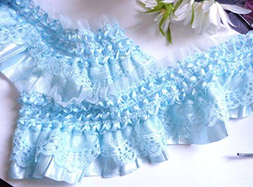 2 1/2" Wide Sewing Supplies Craft Elastic Ruffle Pleated Elastic Lace Trim Elastic Ribbon By the Yard Polyester Blue