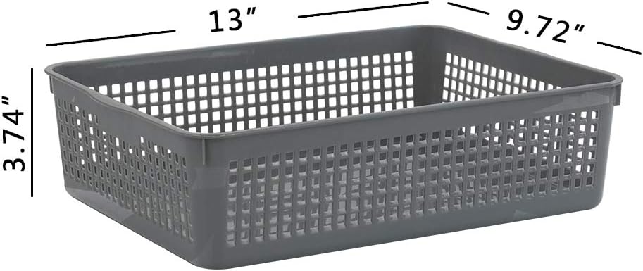 Bringer 6-Pack Plastic Paper Storage Basket, Gray: Home Improvement