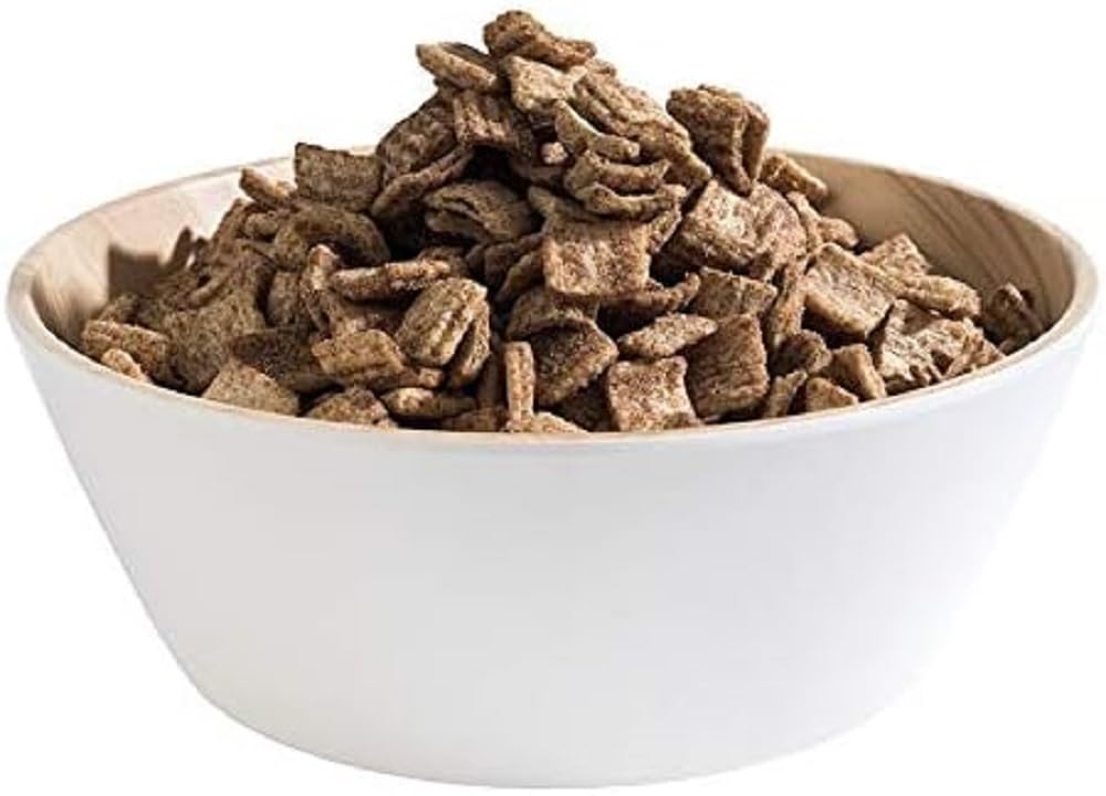 APS „Frida“, Almost Unbreakable Melamine Bowl, Solid Plastic Bowl, Salad Bowl, Ø 20 cm x H: 7,5 cm, Snack Bowl, Stackable, Inside Wood Look, Outside White, Dishwasher Safe — image 1