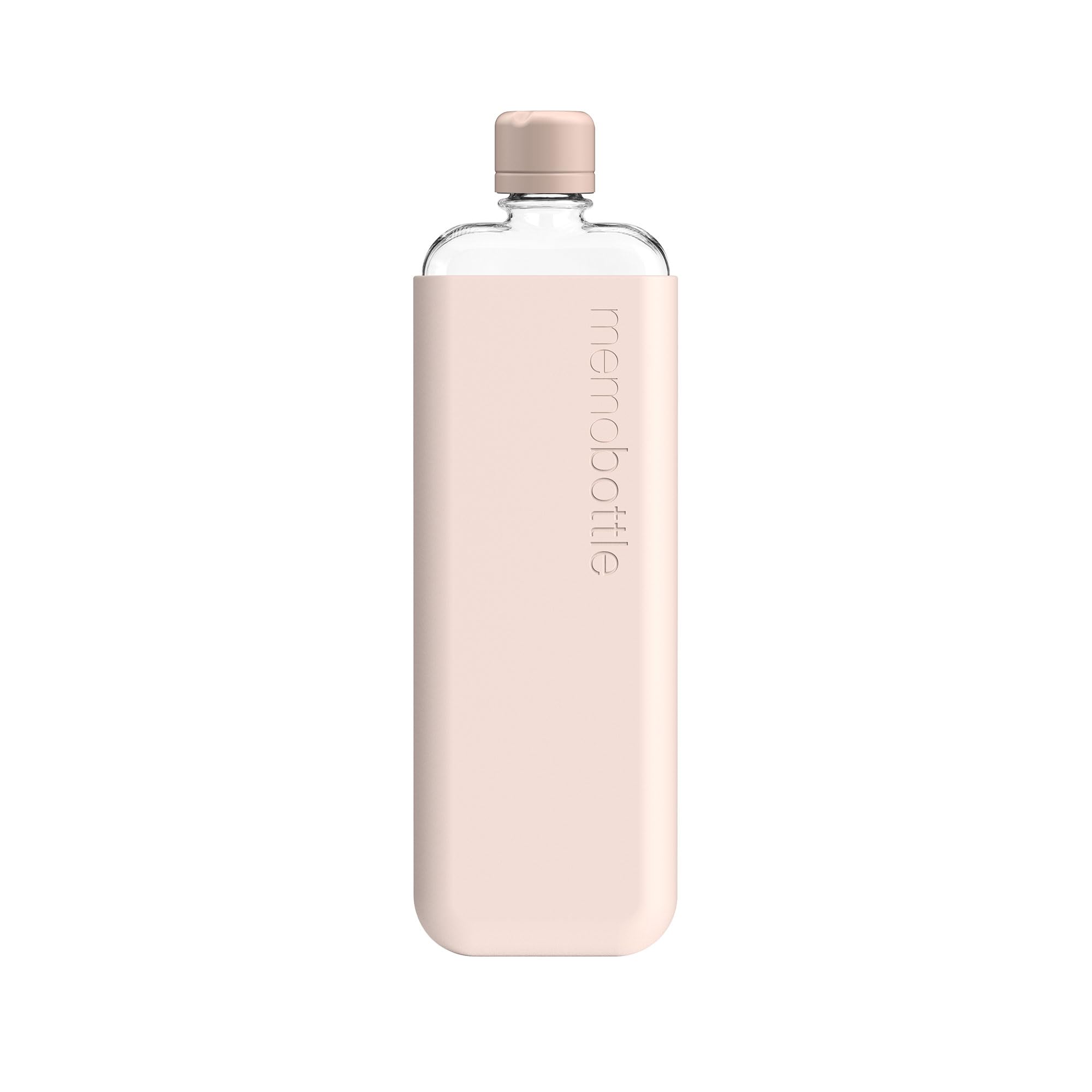 memobottle SLIM (Pale Coral) Bundle - 15oz (450ml) - Bottle, silicone sleeve & lid | Sleek, Slim & Flat Water Bottle for Bags & Laptops | BPA Free Tritan | Ideal for Daily Use