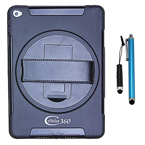 Cellular360 Shockproof Case for Apple iPad Mini 4, Protective and Handy with 360 Degree Rotatable Kickstand and Handle (Black)