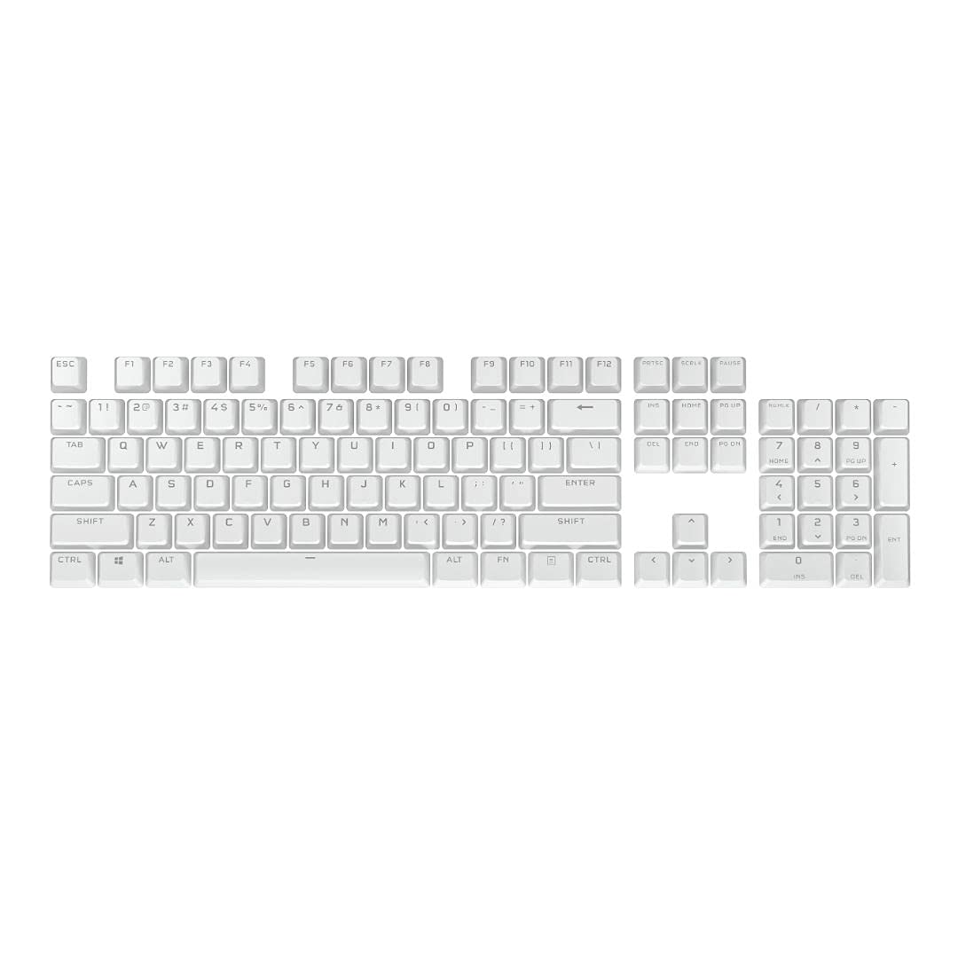 Photo 1 of CORSAIR PBT DOUBLE-SHOT PRO Keycap Mod Kit – Double-Shot PBT Keycaps – Arctic White – Standard Bottom Row – Textured Surface – 1.5mm-Thick Walls – O-ring Dampeners (CH-9911040-NA)