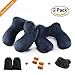 FMAB Travel Pillow,Inflatabl,2PCS with Ear Plugs,Eye Mask,Drawstring Bag and Soft Velvet Neck Support