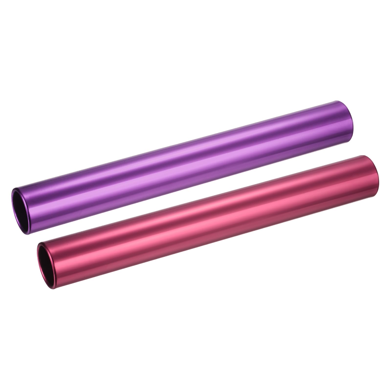 M METERXITY 2 Pack Relay Track Baton - Smooth Aluminum Alloy Hollow Tube, Apply to Team Building/Relay Races (Purple, Red)