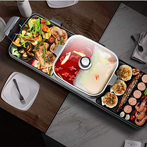 review UXZDX CUJUX Electric Barbecue Grill Household Multi Function Barbecue Machine Frying Pan Dual Use Smokeless Barbecue Hot Pot One Pot