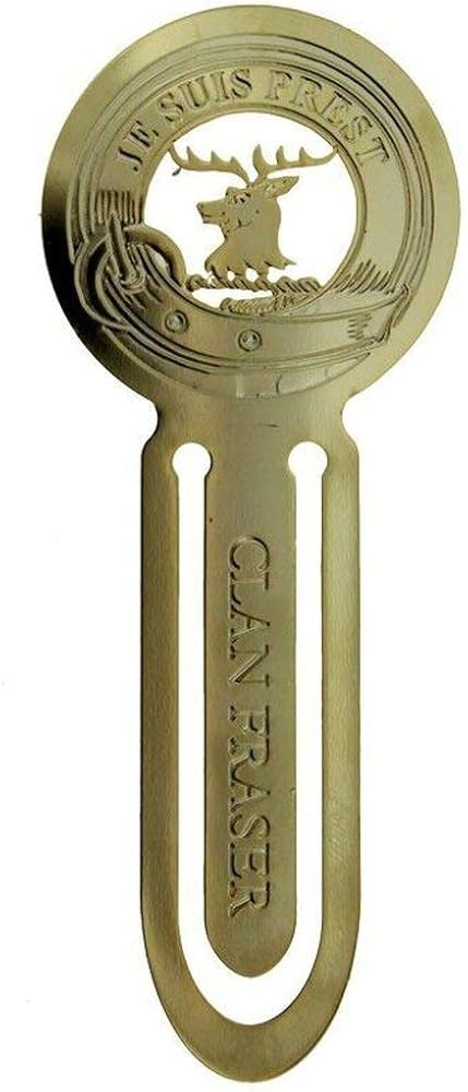 Outlander Inspired 24K Gold Plated Traditional Scottish Design Clan Fraser Bookmark 'Je Suis Prest' - 'I Am Ready'