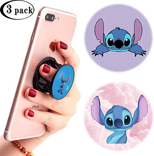 3 Pack / Multifunction Disney Cell Phone Stand Holder and Grip Lilo Stitch Foldable Phone Kickstand Mount Compatible for Smartphones