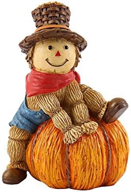 oamore Resin Pumpkin Statue imitation straw effect scarecrow Pumpkin Ornament (I)