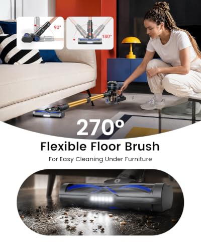 NADALY Cordless Vacuum Cleaner, 580W 50KPa Self-Standing Stick Vacuum with 65-Min Runtime, Anti-Tangle Brush, 1.8L Large Dust Cup, Lightweight Vacuum Cleaners for Home Hardwood Floor Carpet Pet Hair