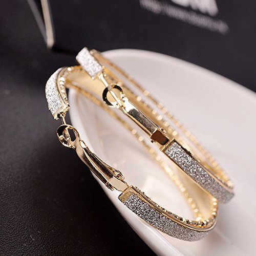Gbell Women Dull Polish Drop Hoop Earrings Party Jewelry - Large Round Dangle Drop Earrings for Ladies Girls,5.5cmx 5cm (Silver)