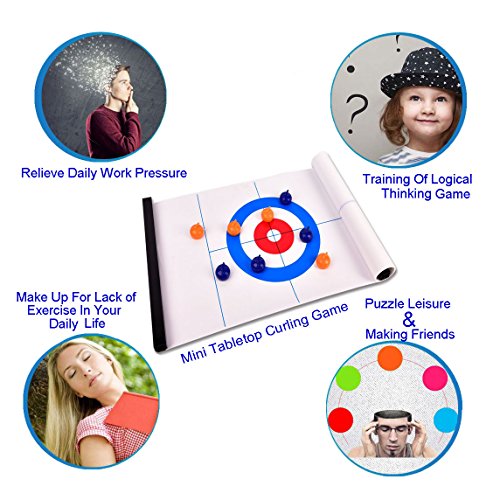 Happy Gift Tabletop Curling Game for Families. Adults vs The Kids in this Novel Fun Family Game,Puzzle Leisure,Best Toys for Kid Indoor or Outdoor (Curling)