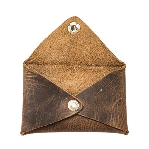 Rustic Leather Envelope Shaped Coin Case Handmade by Hide & Drink :: Bourbon Brown
