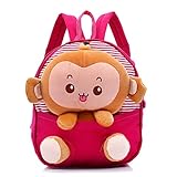 LORJE Kids Gift Ideas for Kids Boys Girls Canvas School Bag Animal Cartoon Backpack Satchel School Book Bag (Rose red)