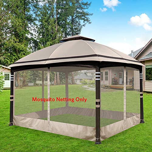 Coastshade Universal 10' x 10' Gazebo Replacement Adjustable Mosquito Netting, Screen Walls for Canopy with Zippers, for Parties and Outdoor Activities (10 x10, Beige)