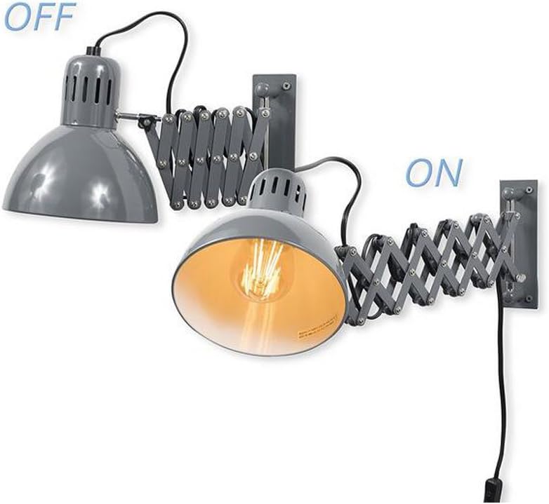 Industrial Look Adjustable Wall Reading Task MultiPurpose Lamp Swing