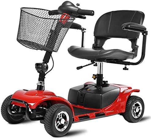 ACEDA Light And Compact, Foldable,4 Wheel Power Electric Travel And Mobility Scooter,40Cm Wide Seat,37Kg With Lithium Battery,Black Red