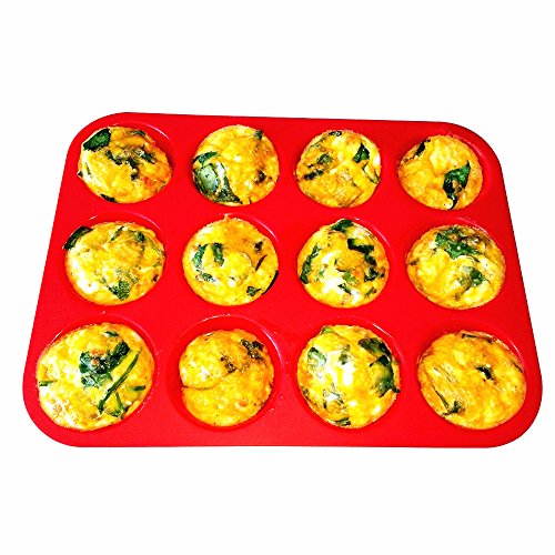 LetGoShop Nonstick Silicone Cupcake Liner 12-Cup Reusable Muffin Pan, Red - Thumbnail 6