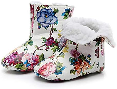 Baby Girls Newborn First Walkers Shoes,Warm Winter Floral Print Boots Infant Toddler Footwear residentD