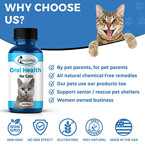 BestLife4Pets Oral Health for Cats Cat Dental Care Supplement; Anti