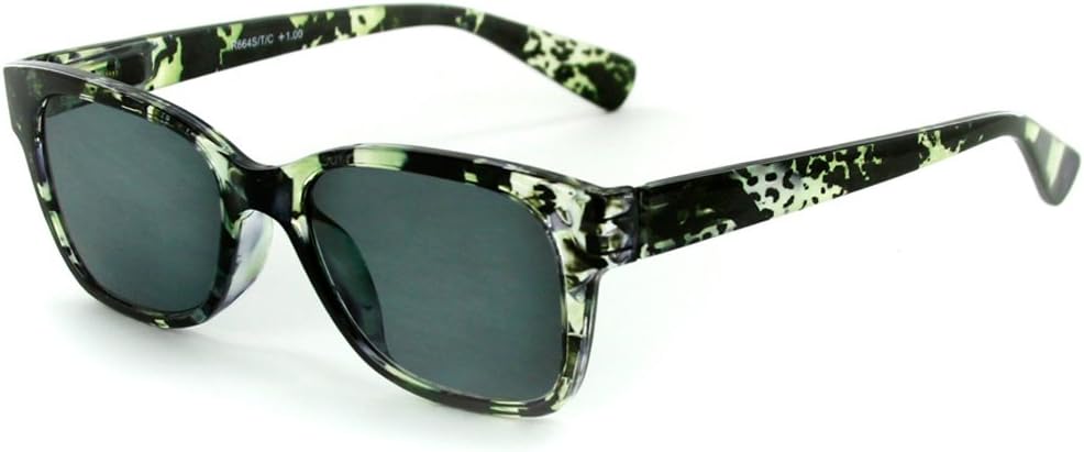 Aloha Eyewear Women's"Tropix" Wayfarer Full-Lens Non-Bifocal Reading Sunglasses (Lime Crystal +3.00)
