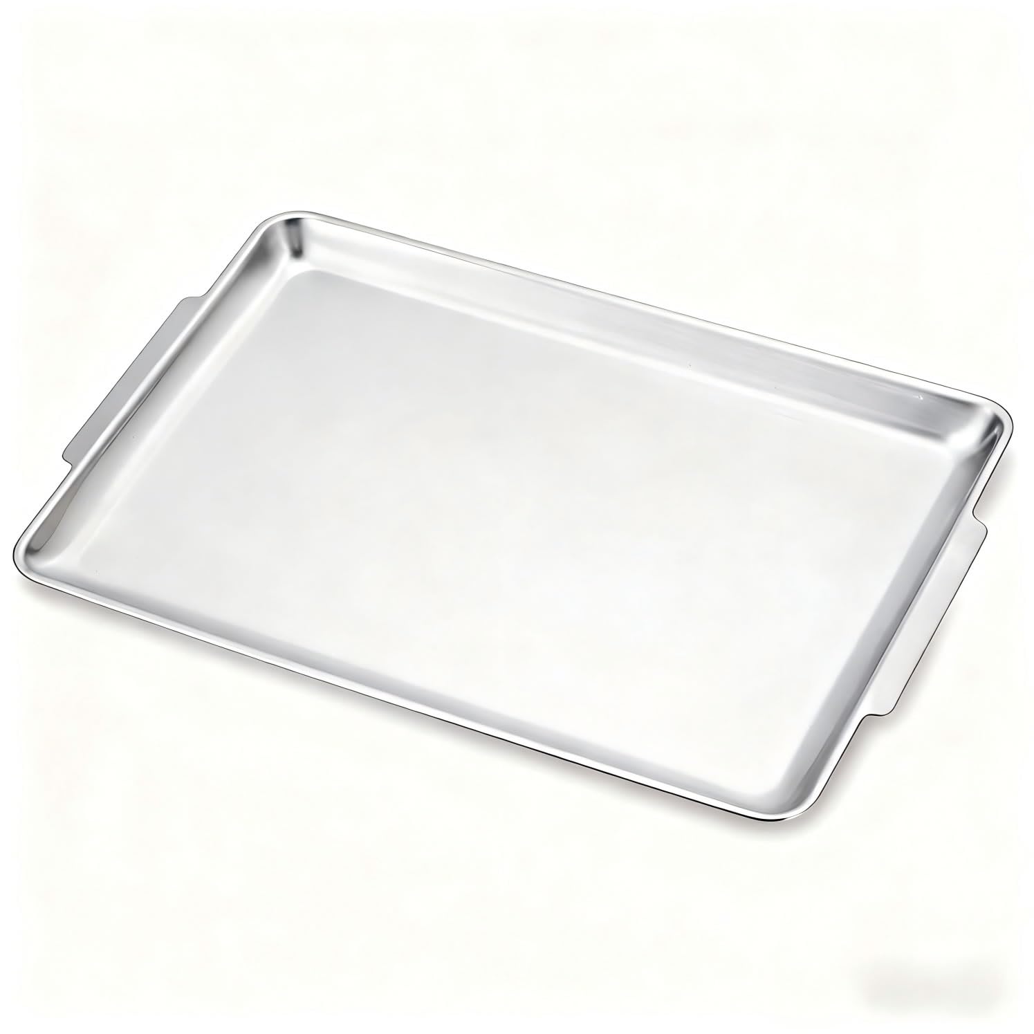 Photo 1 of 16.3" x 11" Large Serving Platters, Stainless Steel Heavy-Duty Large Serving Trays, Silver Rectangular Plates for Food, Fruit, Party, Wedding, Christmas, Chip and Scratch Resistant