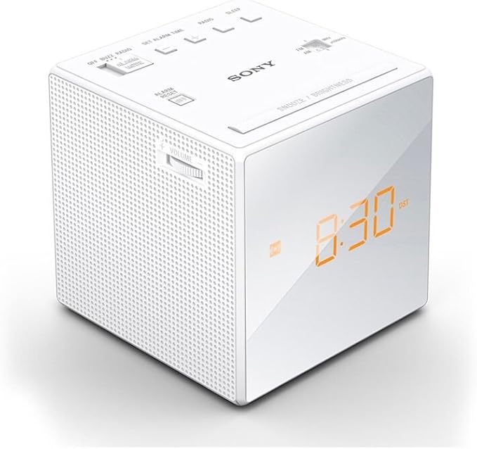 Sony Alarm Clock Fm / Am Radio Music Alarm Clock (White