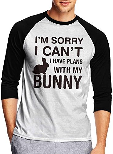 Mens Fashion 3/4 Sleeve Sorry I Can't I Have Plans With My Bunny Raglan T-shirt