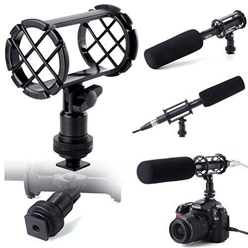 Shock Mount for Shotgun Mic Interview Recording, BOYA BY-C04 Camera Microphone Shockmount & Hot Shoe Mount for Professional Shotgun Microphone Senheisser ME66 Rode NTG-2 NTG-1 Audio-Technica AT-875R - Thumbnail 4