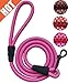 iYoShop Rope Dog Leash - 2/5 Inch Thick 5 Feet Long - Quality Thick Nylon - Lighter - Soft Handle and Light Weight Pet Training Lead for Small Medium Large Dogs (2/5 X 5', Pink)